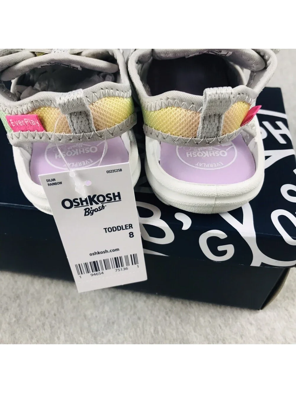 OshKosh Girls Size 8 Toddler Strap Sandals Lightweight Outdoor Pink gray